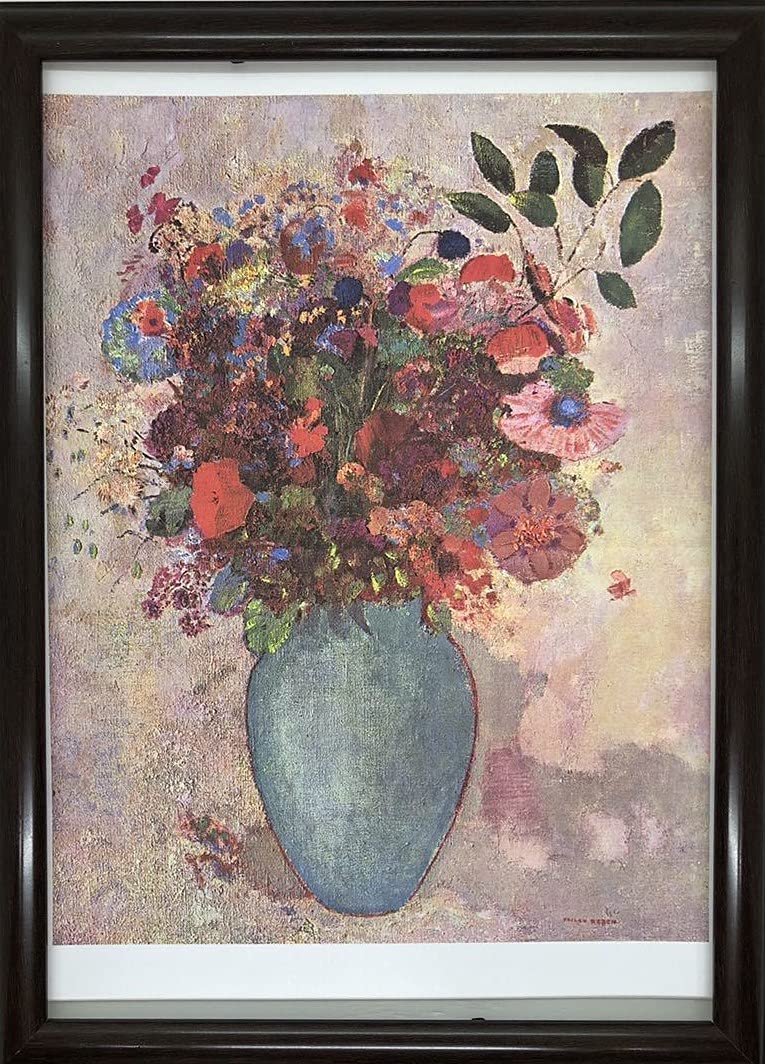 Amazon.co.jp: オディロン・ルドン トルコ石色の花瓶の花 A4